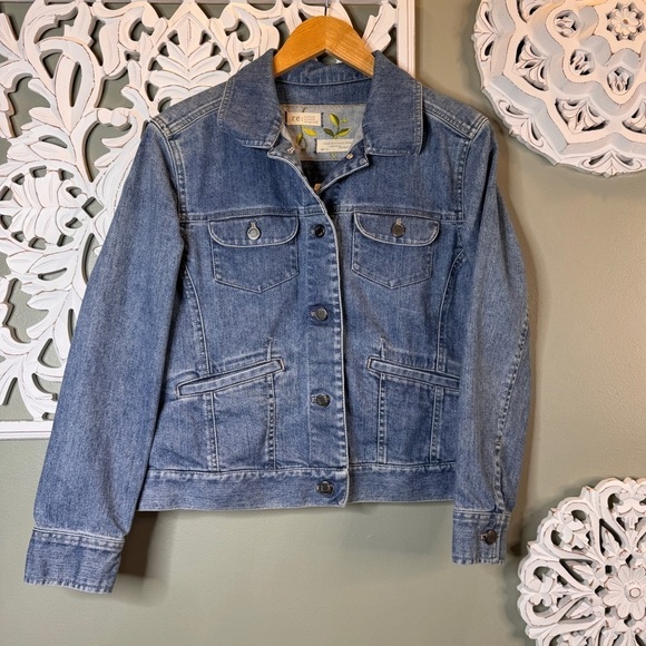 J. Jill Recrafted Repurposed Reimagined No. 19 Floral Jean Jacket Small Petite - Picture 1 of 8